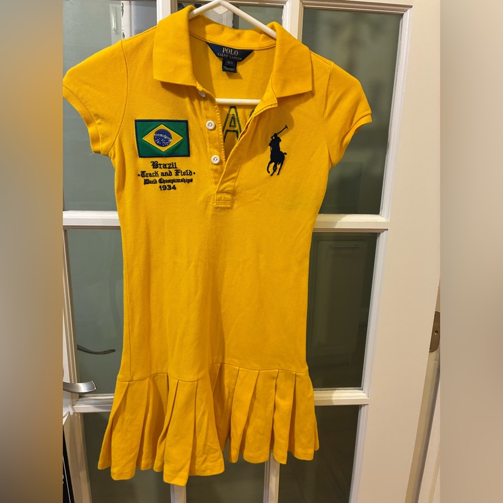 Polo by Ralph Lauren Girls' Yellow gold Brazil Track Field big pony Polo Dress